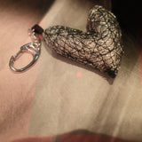 BAG CHARM - SILVER THREADWORK HEART